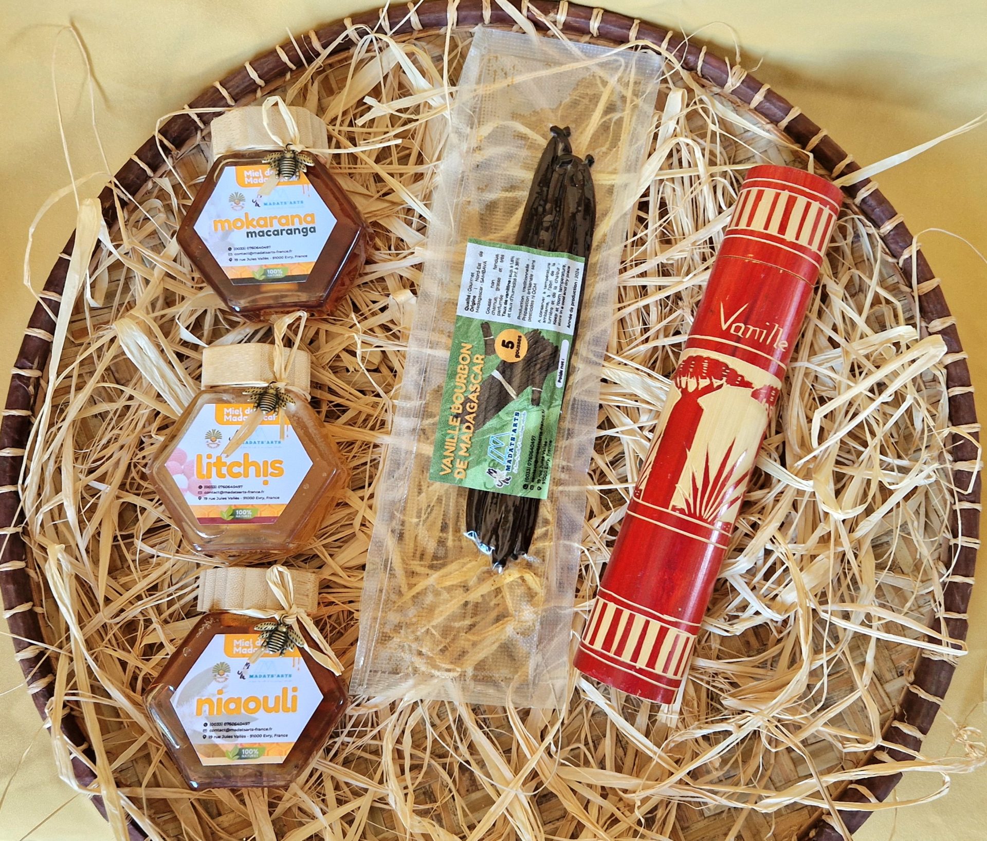 Pack-coffret KADÔ Prestige PM-3 miels mokarana,Litchi,Niaouli et 5 gousses de vanille de Madagascar – Image 9