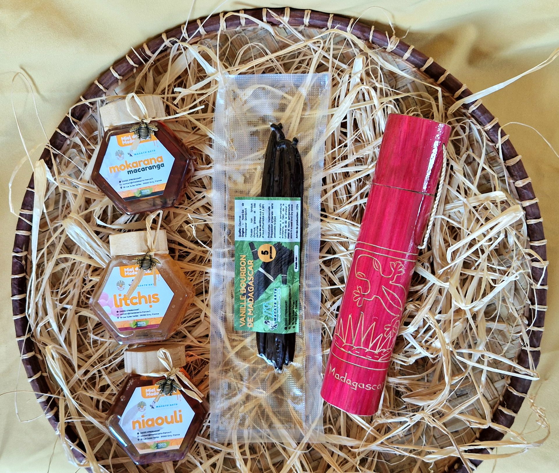 Pack-coffret KADÔ Prestige PM-3 miels mokarana,Litchi,Niaouli et 5 gousses de vanille de Madagascar – Image 8