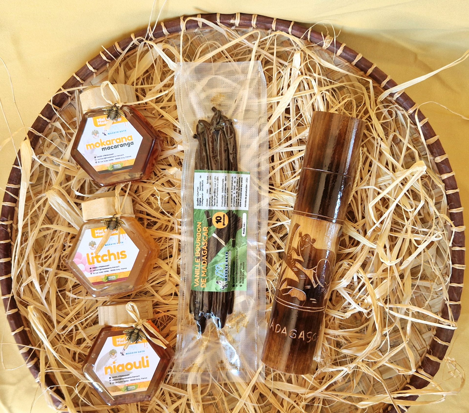 Pack-coffret KADÔ Prestige PM-3 miels mokarana,Litchi,Niaouli et 10 gousses de vanille de Madagascar – Image 8