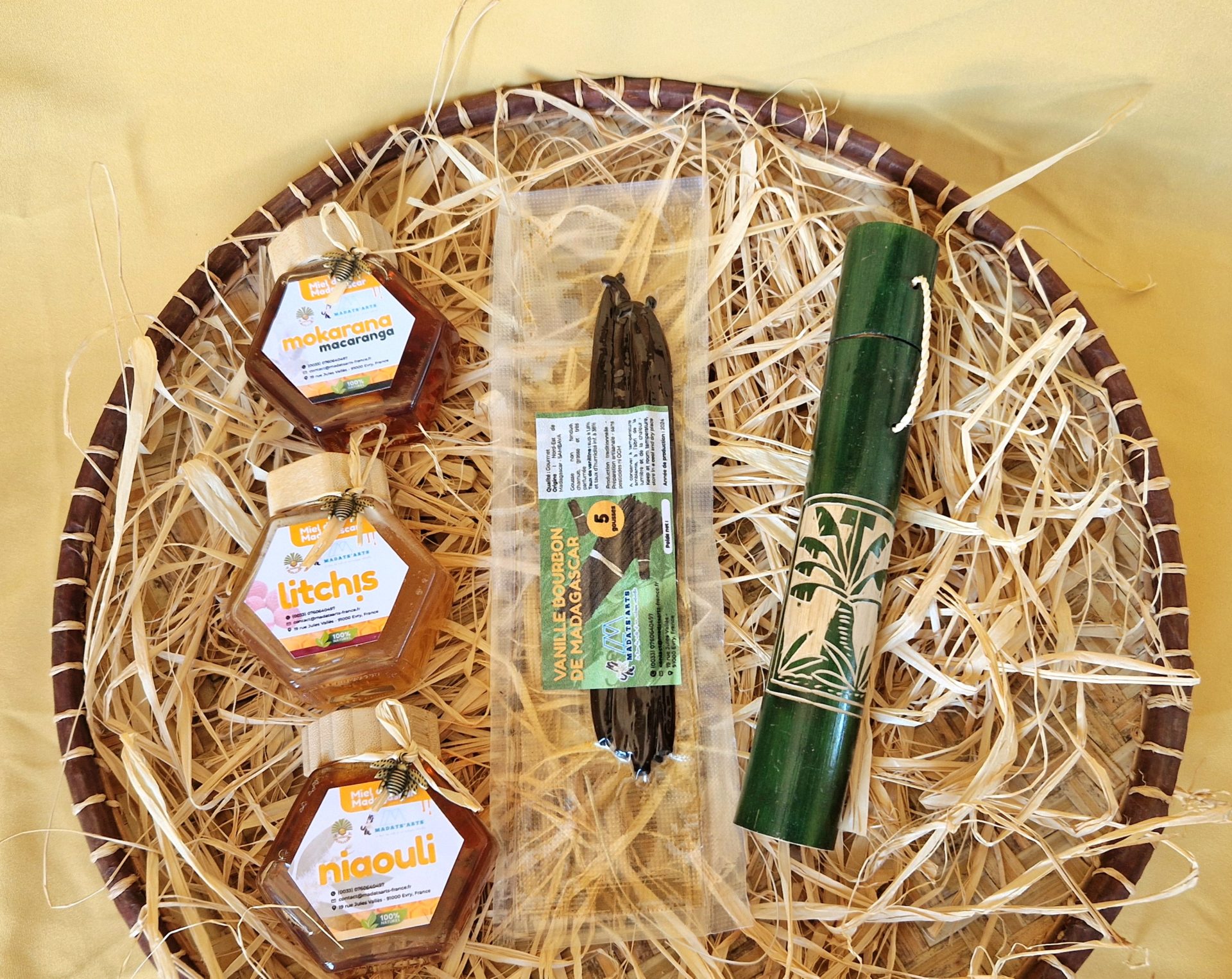 Pack-coffret KADÔ Prestige PM-3 miels mokarana,Litchi,Niaouli et 5 gousses de vanille de Madagascar – Image 5