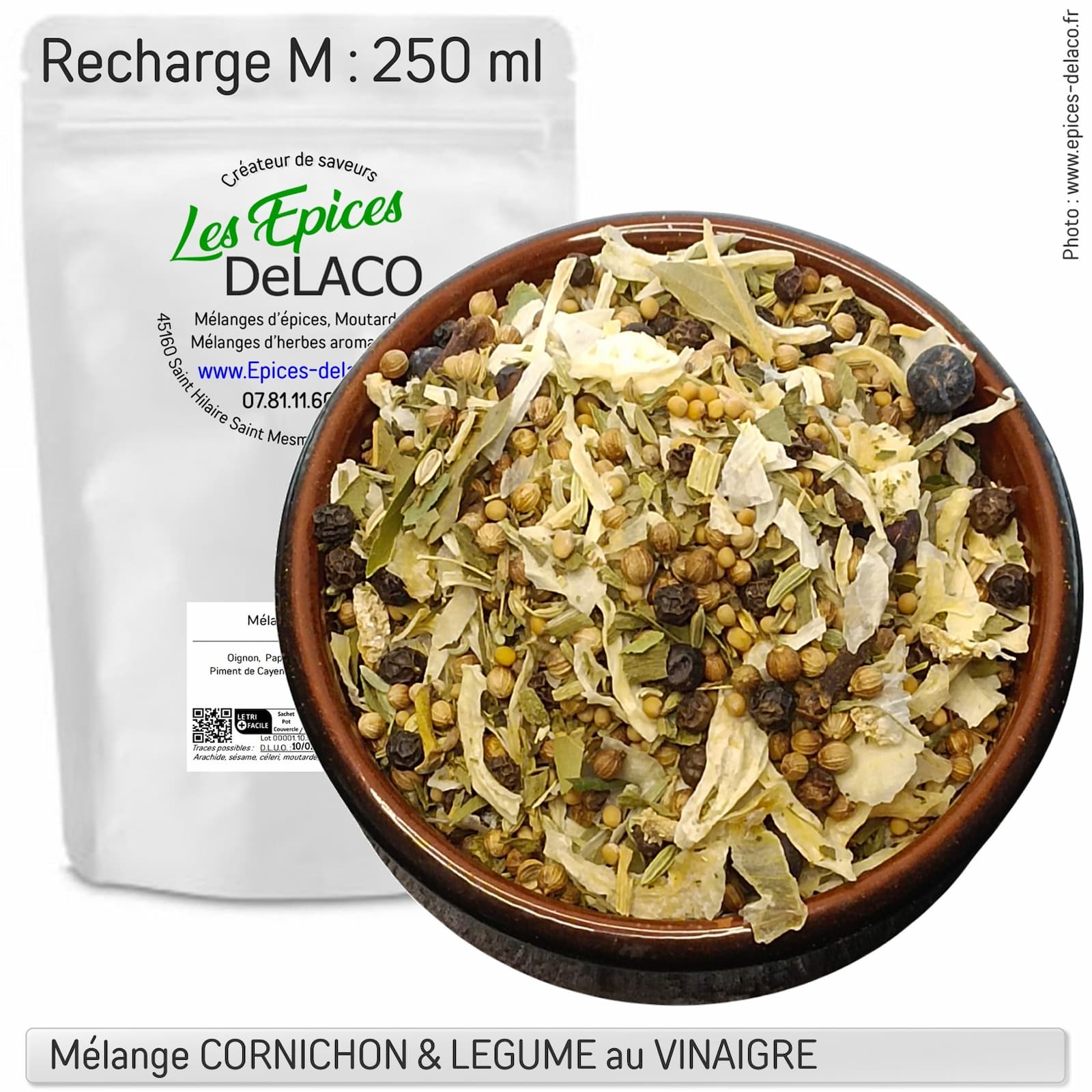 CORNICHON et LEGUME au VINAIGRE 135g M ... mélange d'épices, herbes aromatiques, condiments, piments – Image 3