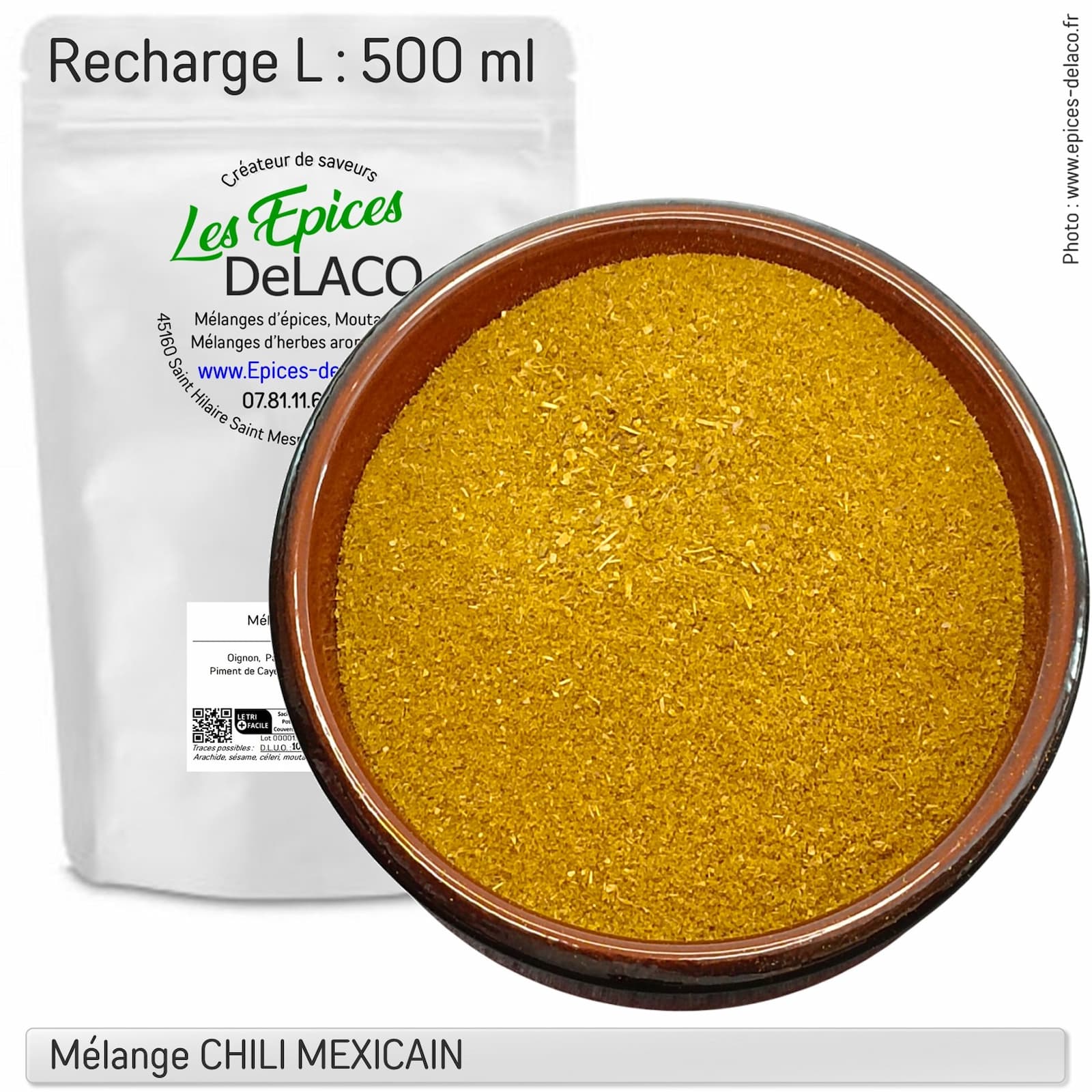 CHILI MEXICAIN 240g L ... mélange d'épices, herbes aromatiques, condiments, piments – Image 3