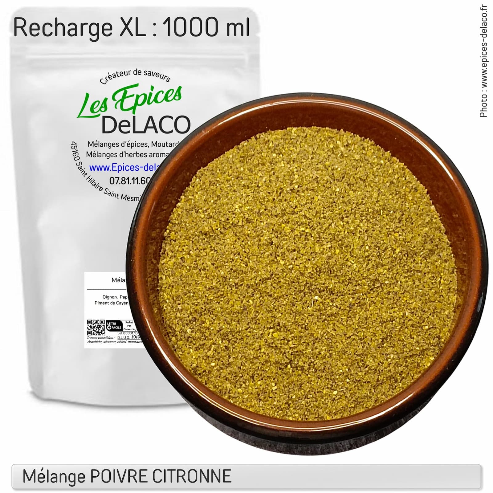 POIVRE CITRONNE 520g XL ... mélange d'épices, herbes aromatiques, condiments, piments – Image 3