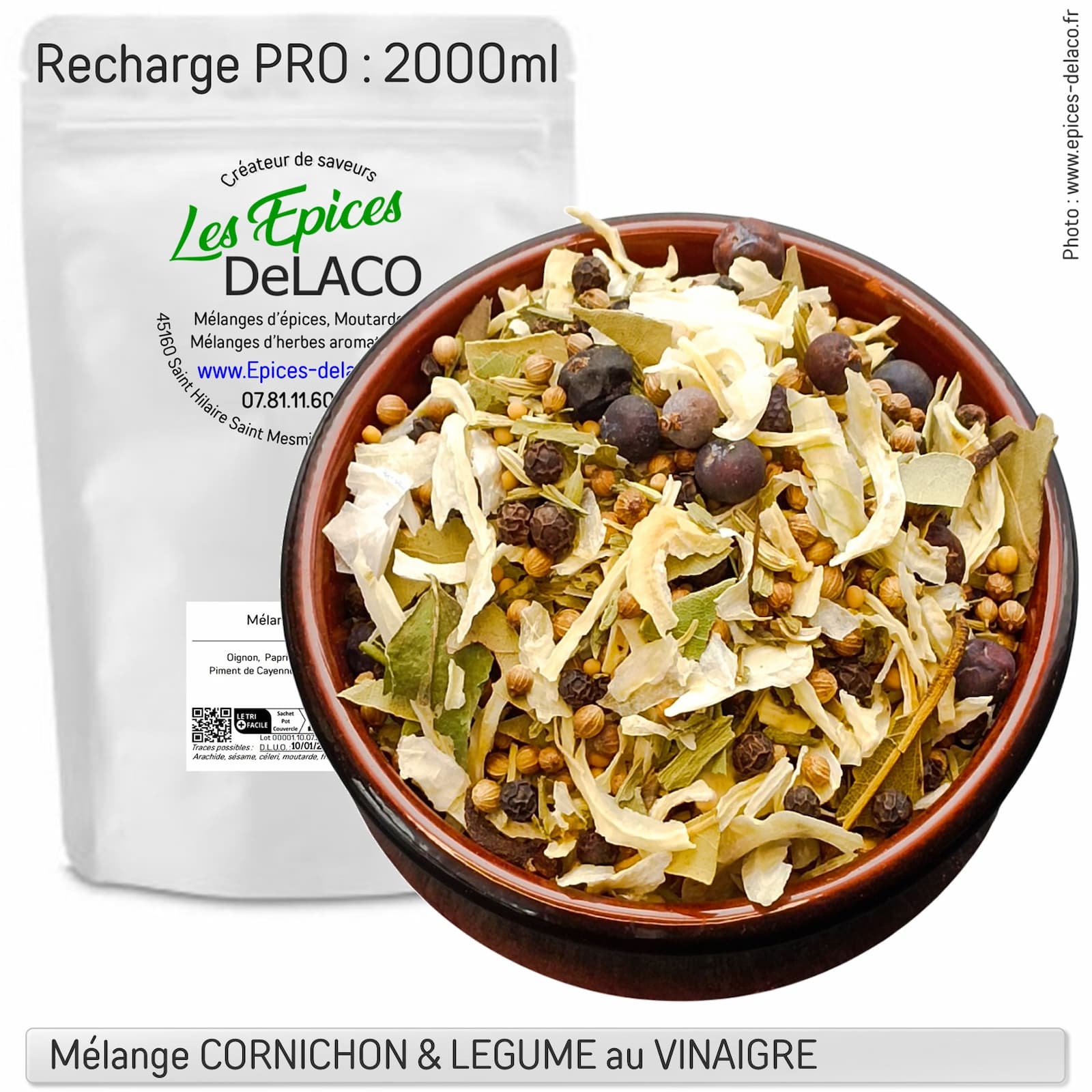 CORNICHON et LEGUME au VINAIGRE 1080g pro ... mélange d'épices, herbes aromatiques, condiments, piments – Image 3