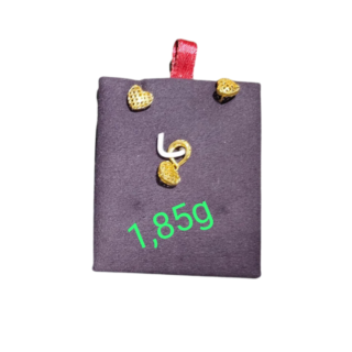 Boucles d'oreilles et pendentif en Or 18K forme de Cœur simple 1,85g