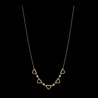 Collier en Or 18K avec pendentif 5 cœurs - 1,55g