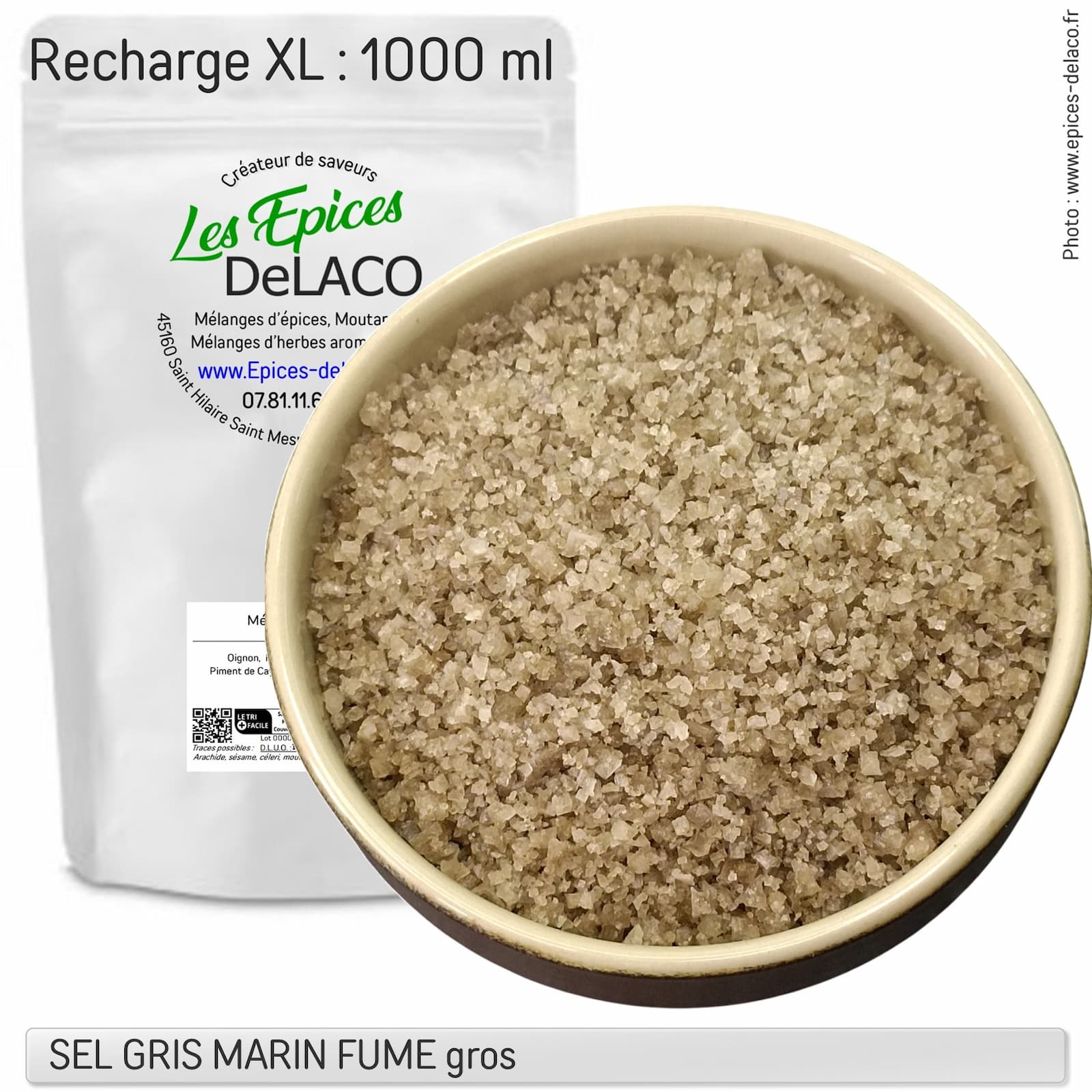 SEL GRIS MARIN Fumé - gros - 1,000kg XL ... assaisonnement – Image 3